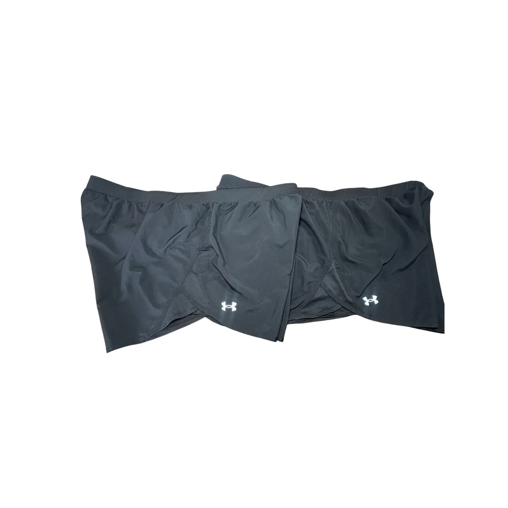 Under Armour Fly By 2.0 Running Shorts Womens 3XL Black HeatGear Bundle 2 Pack